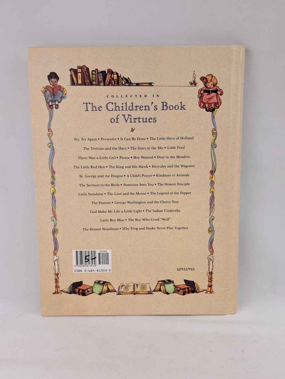 The Children's Book of Virtues by - William J. Bennett Cream Cover